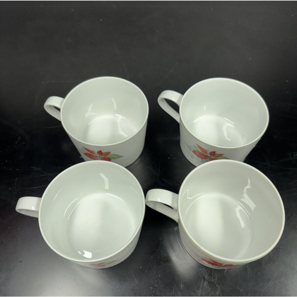4 Block Spal Poinsettia Watercolors‎ Mary Lou Goertzen Coffee Cups Mugs EUC - Picture 4 of 11